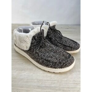 Hey Dude Britt Shoes Women's Size 9 Grey Knit Faux Fur Lined Slip On